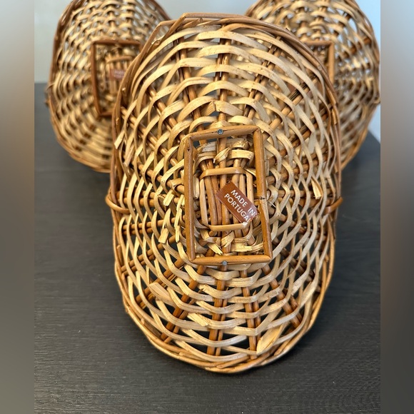 Set of 3 Wicker Baskets With Tall Handles Brown Tan Christmas Farmhouse Decor - Picture 4 of 7